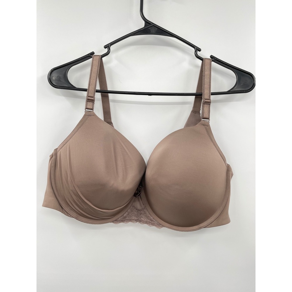 Torrid Curves 44C Full Figure T-Shirt Bra Light Taupe Lace‎ Trim Bow Smooth